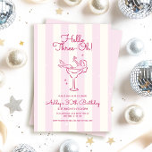 Retro Roze Hand Getrokken Cocktail Glas 30e Verjaa Kaart