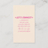 Retro Roze Handgeschreven Getekend Bloemen Meisje  Visitekaartje (Achterkant)