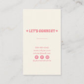 Retro roze handgetekende Groovy Bloemen Boho Girly Visitekaartje (Achterkant)