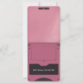 Retro Roze Handheld Game Verjaardagsuitnodiging Kaart (Achterkant)