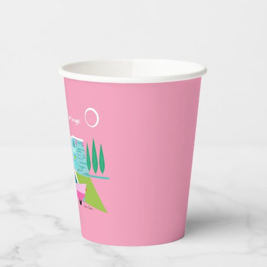 Retro Roze handpalm Papierkop Papieren Bekers (Links)