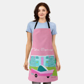 Retro roze handpalm Springs All-Over Print Apron Schort (Gedragen)