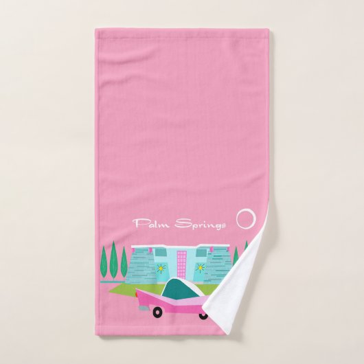 Retro Roze handpalmen Bad Handdoek (Handdoek)