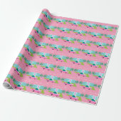 Retro Roze handpalmverlooppapier Cadeaupapier (Uitgerold)