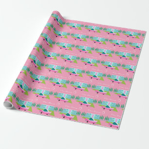 Retro Roze handpalmverlooppapier Cadeaupapier