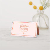 Retro Roze handschriftenkaart voor bruiloft Plaatskaartje (Achterkant)