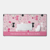 Retro Roze Hart Katten Bureaumat (Keyboard & Muis)