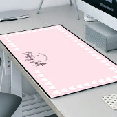 Retro Roze Hart Patroon Leuke Trendy Script Naam Bureaumat