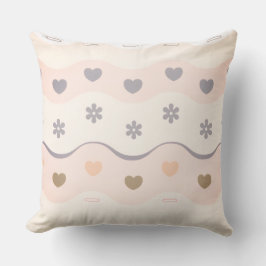 Retro roze Hart Weide Streep Kussen
