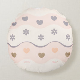 Retro roze Hart Weilanden Streep Rond Kussen