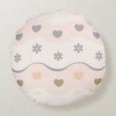 Retro roze Hart Weilanden Streep Rond Kussen (Achterkant)