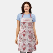 Retro Roze hartenliften Valentijnsdag Love Kisses Schort (Gedragen)