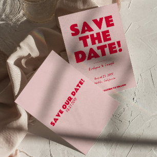 Retro Roze Helder Funky Bold Moderne Unieke Bruilo Save The Date