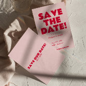 Retro Roze Helder Funky Bold Moderne Unieke Bruilo Save The Date
