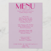 Retro Roze Helder Funky Modern Frans Bruiloft Menu (Voorkant)