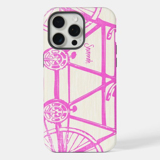 Retro Roze Helder Kleuren Fiets Patroon Iphone Hoesje (Achterkant)