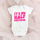 Retro Roze Het is mijn halve halve verjaardag 6 ma Romper
