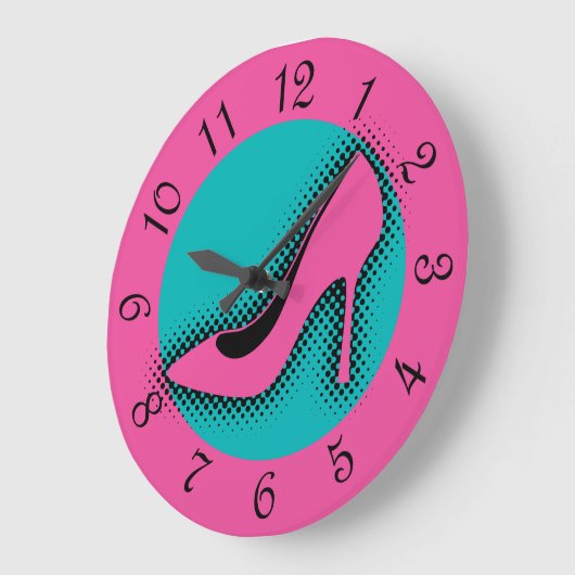 Retro Roze hoge hiel Grote Klok (Hoek)