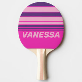 Retro Roze Horizon Strepen met Naam Tafeltennisbatje