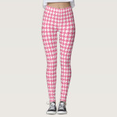 Retro roze houndstooth broek leggings (Voorkant)