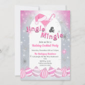 Retro Roze Jingle & Mingle Vakantie Cocktail Party Kaart (Voorkant)