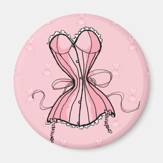 Retro Roze Kanten Lijfje Magneet (Voorkant)