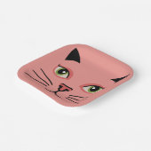 Retro Roze Kat Papieren Bordje (Gebogen)