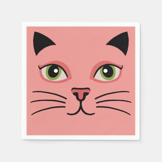 Retro Roze Kat Servet (Voorkant)