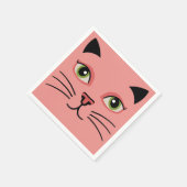 Retro Roze Kat Servet (Hoek)