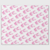 Retro Roze Kerst Kitten en Puppy Cadeaupapier (Vlak)