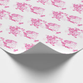 Retro Roze Kerst Kitten en Puppy Cadeaupapier (Hoek)