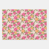 Retro Roze Kerst / Vakantie Cadeauverpakking Inpakpapier Vel (Voorkant 3)