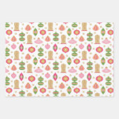 Retro Roze Kerst / Vakantie Cadeauverpakking Inpakpapier Vel (Voorkant)