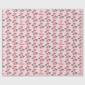 Retro Roze Kerstbogen Persoonlijke Coquette Cadeaupapier (Vlak)