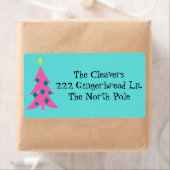 Retro Roze Kerstboom Adresetiketten Etiket (Insitu)