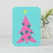  Retro Roze kerstboomuitvindingen Kaart (Staand voorkant)