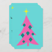  Retro Roze kerstboomuitvindingen Kaart (Voorkant / Achterkant)