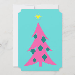 Retro Roze kerstboomuitvindingen Kaart