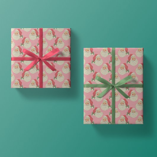 Retro Roze kerstcadeaupapier voor kerstmis Cadeaupapier