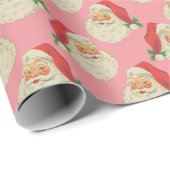 Retro Roze kerstcadeaupapier voor kerstmis Cadeaupapier (Rol Hoek)