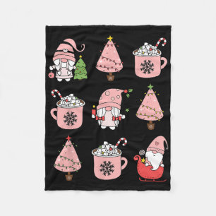 Retro Roze Kerstkabouter Pepermunt Iced Latte C Fleece Deken