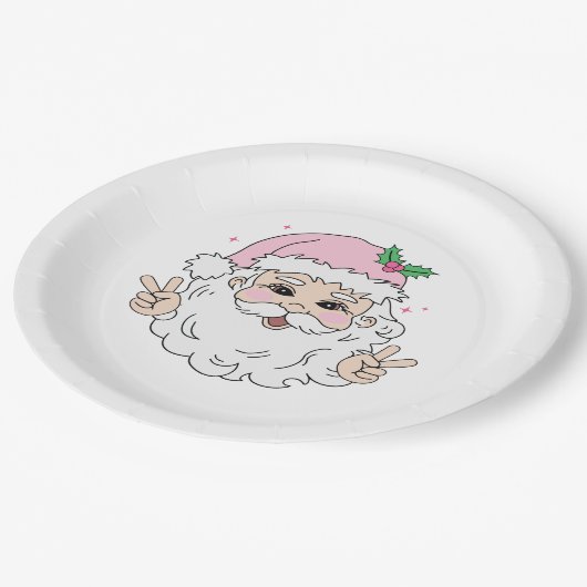 Retro roze kerstkerstkerstkerstkerstkerstkerstman papieren bordje (Gekanteld)