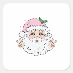 Retro  roze kerstkerstkerstkerstkerstkerstkerstman vierkante sticker