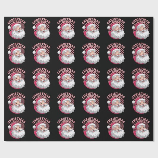  Retro Roze Kerstman Cadeaupapier (Vlak)