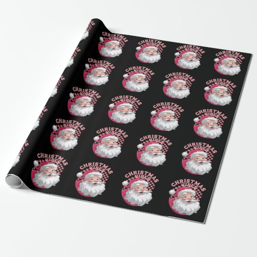  Retro Roze Kerstman Cadeaupapier (Uitgerold)