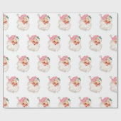 Retro Roze Kerstman Cadeaupapier (Vlak)