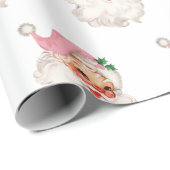 Retro Roze Kerstman Cadeaupapier (Rol Hoek)