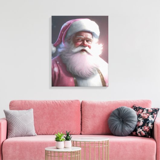 Retro  roze kerstman canvas afdruk (Insitu (Woonkamer))