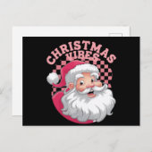  Retro Roze Kerstman Feestdagenkaart (Voorkant / Achterkant)