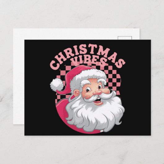  Retro Roze Kerstman Feestdagenkaart (Voorkant / Achterkant)